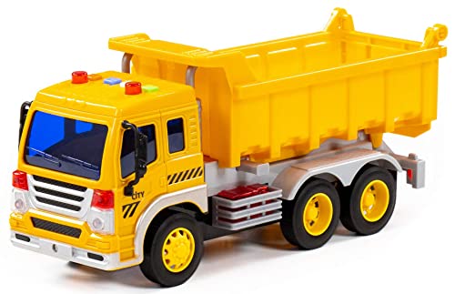 Muldenkipper LKW Kinder Spielzeug City gelb Schwungrad Fahrzeug mit Licht Sound von Polesie