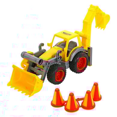 WADER QUALITY TOYS ConsTruck Radlader mit Heckbagger von Wader Quality Toys
