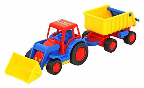 Wader Polesie Basics Traktor mit Frontschaufel und Kippanhänger, geeignet ab 1 Jahr I Gummireifen I Sicherer Kunststoff I Einfacher Einsatz von Wader Quality Toys