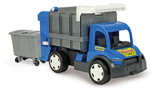 Wader 67016 - Gigant großer Müllwagen mit Mülltonne und vielen manuellen Funktionen, ab 12 Monaten, ca. 62 cm, ideal als Geschenk für kreatives Spielen von Wader