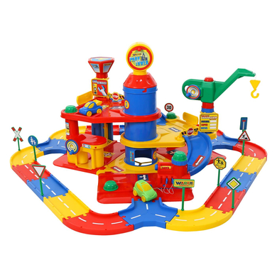 Wader Quality Toys Park Tower mit 3 Ebenen, Autos und Spielstraße von Wader Quality Toys