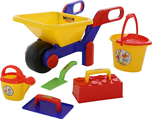 Wader Quality Toys Schubkarre mit Baustelleneimergarnitur, 7-TLG. von Wader Quality Toys