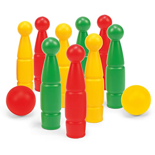 Wader-Wozniak 80020 Kegelspiel für Kinder im Karton, 9 Kegel und 2 Bälle Bowling Set, ab 1 Jahr für Mädchen und Jungen, Multicolor von Wader