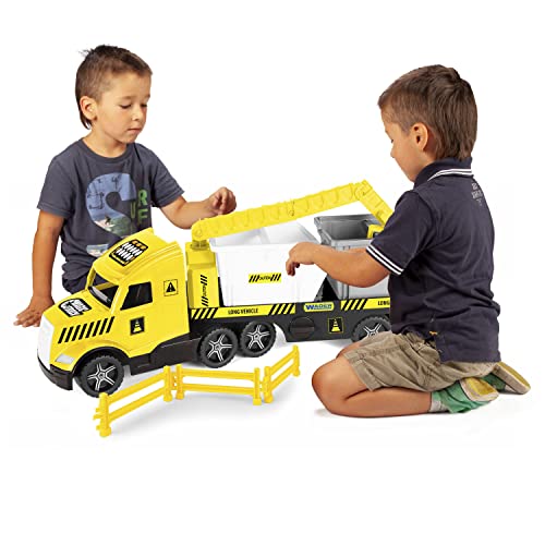 WADER 36470 Magic Truck Tieflader mit Baucontainern, Kran und Absperrgittern, ab 3 Jahren, ca. 79 cm WADER 36470 Magic Truck Tieflader mit Baucontainern, Kran und Absperrgittern, ab 3 Jahren, ca. 79 cm von Wader