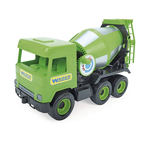 Wader Middle Truck grüner Betonmischer im Karton, realistischer Fahrmischer, rotierender Behälter mit Kurbel, L = 43 cm, robuste Konstruktion, ab 3 Jahre von Wader