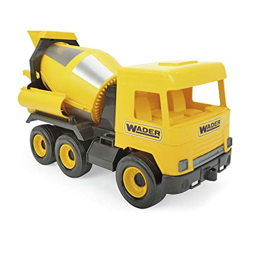 WADER Middle Truck Betonmischer mit drehbarer Mischtrommel, ab 3 Jahren, ca. 43 cm, 32124, Gelb von Wader