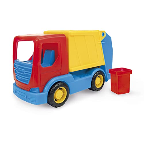 Wader 35311 - Tech Truck Müllwagen, stabiler LKW mit beweglichem Container, ca. 26 x 11,5 x 15 cm groß, ab 12 Monaten, ideal als Geschenk für kreatives Spielen von Wader