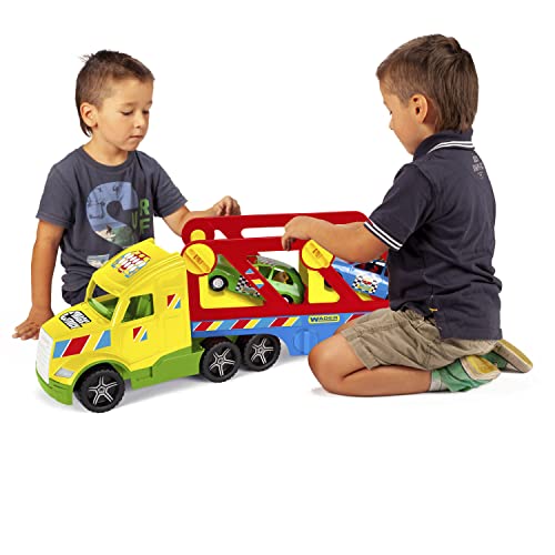 Wader 36360 - Magic Truck Autotransporter mit 2 Fahrzeugen und Abfahrrampen, ab 3 Jahren, ca. 79 cm, ideal als Geschenk für kreatives Spielen Wader 36360 - Magic Truck Autotransporter mit 2 Fahrzeugen und Abfahrrampen, ab 3 Jahren, ca. 79 cm, ideal als Geschenk für kreatives Spielen von Wader