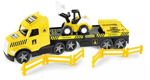 Wader 36431 - Magic Truck Tieflader mit Bagger, Absperrgittern und leuchtenden Scheinwerfern, Größe ca. 79 cm, für Kinder ab 3 Jahren, geeignet als Geschenk für kreatives Spielen Wader 36431 - Magic Truck Tieflader mit Bagger, Absperrgittern und leuchtenden Scheinwerfern, Größe ca. 79 cm, für Kinder ab 3 Jahren, geeignet als Geschenk für kreatives Spielen von Wader