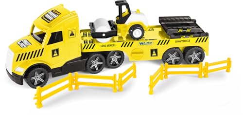 Wader 36451 - Magic Truck Tieflader mit Walze, Absperrgittern und Rampen, Größe ca. 79 cm, für Kinder ab 3 Jahren, geeignet als Geschenk für kreatives Spielen Wader 36451 - Magic Truck Tieflader mit Walze, Absperrgittern und Rampen, Größe ca. 79 cm, für Kinder ab 3 Jahren, geeignet als Geschenk für kreatives Spielen von Wader