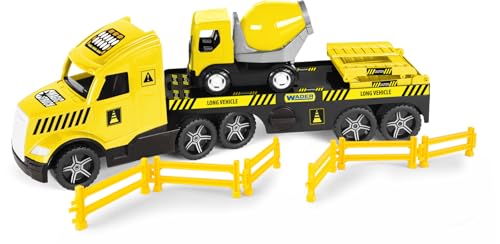 Wader 36461 - Magic Truck Tieflader mit Betonmischer, Absperrgittern und Rampen, Größe ca. 79 cm, für Kinder ab 3 Jahren, geeignet als Geschenk für kreatives Spielen Wader 36461 - Magic Truck Tieflader mit Betonmischer, Absperrgittern und Rampen, Größe ca. 79 cm, für Kinder ab 3 Jahren, geeignet als Geschenk für kreatives Spielen von Wader