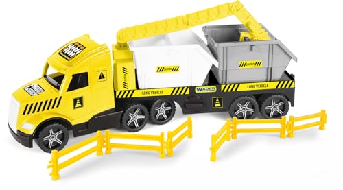 Wader 36471 - Magic Truck Tieflader mit Baucontainern, Kran, Absperrgittern und leuchtenden Scheinwerfern, Größe ca. 79 cm, für Kinder ab 3 Jahren, Geschenk für kreatives Spielen Wader 36471 - Magic Truck Tieflader mit Baucontainern, Kran, Absperrgittern und leuchtenden Scheinwerfern, Größe ca. 79 cm, für Kinder ab 3 Jahren, Geschenk für kreatives Spielen von Wader