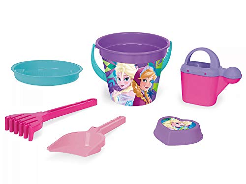 Wader 77937 - Eimergarnitur DISNEY Frozen mit Eimer, Sieb, Wasserkanne, Schaufel, Rechen und Sandform, 6-teilig, ab 12 Monaten, ideal als Geschenk für kreatives Spielen von Wader