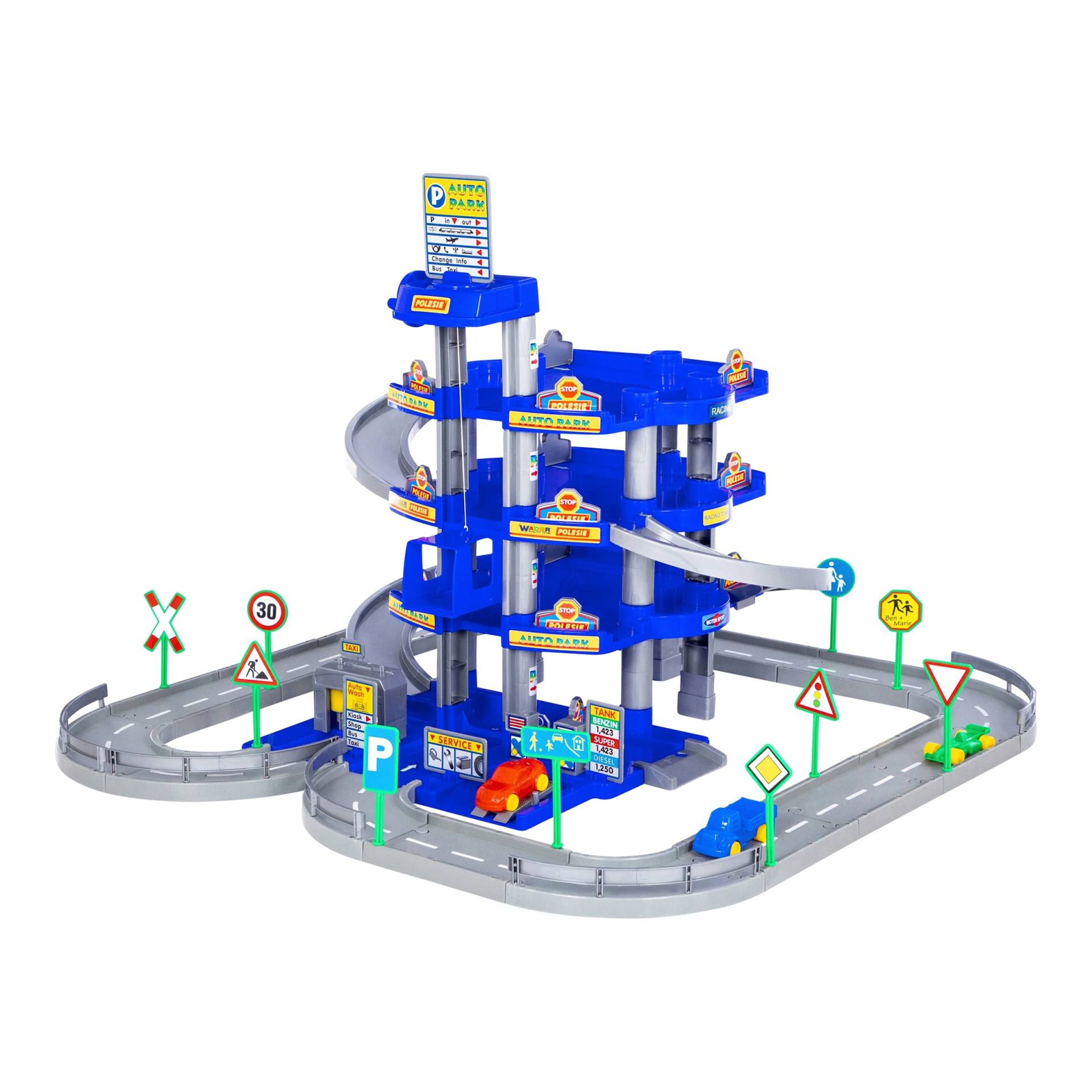 Wader Garage mit 4-Ebenen mit Straße und Autos von Wader