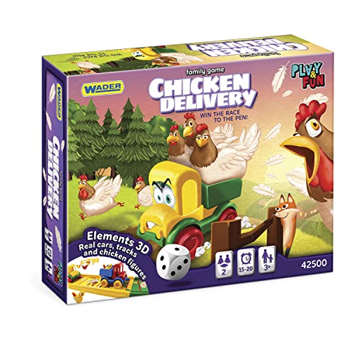 Wader Play & Fun Transport der Hähnchen Familienspiel, dynamisches Brettspiels mit 3D-Elementen, Spiel für die ganze Familie, ab 3 Jahren von Wader