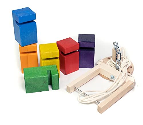 waelderspielzeug Kinder-Fröbelturm - Teamspiel für Kleinkinder von 4 bis 7 Jahren - das Original aus heimischem Buchenholz - Mit Transportbeutel - Mehrfarbig oder Natur von waelderspielzeug