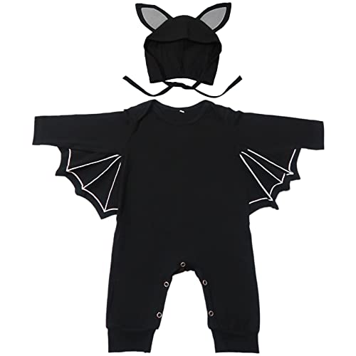 Waghaw Baby Fledermaus Kostüm 3-6 Monate Fledermaus Kostüm Baby Mädchen Fledermaus Kostüm Kleinkind Fledermaus Kostüm Junge Fledermaus Onesie Baby (3-6 Monate, Schwarz) von Waghaw
