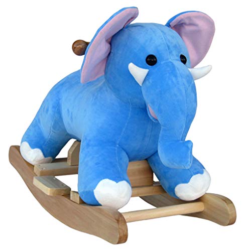 Wagner 9520 - Schaukeltier Elefant aus Holz und Plüsch für Kinder und Babys Schaukelpferd Schaukel-Elephant von Wagner·Stofftiere