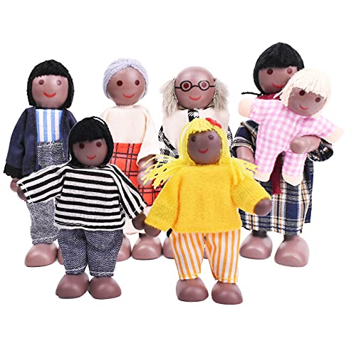 Puppenhaus People of 7 Schwarz Holz Kleine Puppen für Puppenhaus Zubehör Puppenhaus People of 7 Schwarz Holz Kleine Puppen für Puppenhaus Zubehör von Wagoog