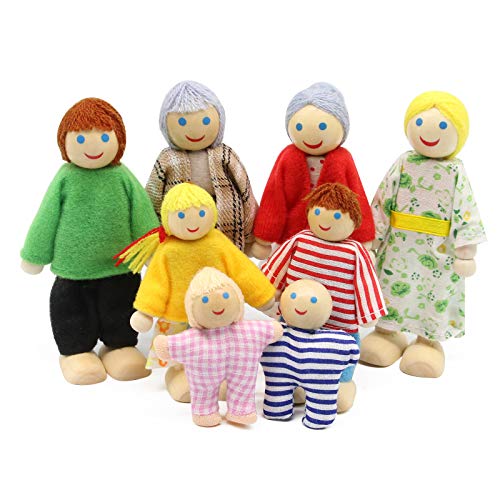 Wagoog 8 Puppenhaus Puppenfamilie Set für Kinder Puppenhaus Zubehör Geschenk von Wagoog