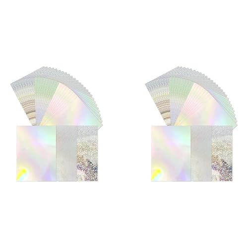 Waiecne 60Er-Pack Metallischer Holografischer Karton, Glänzend, Fluoreszierend, Dickes A4-Karton, Spiegelpapier für Kartenherstellung, Scrapbooking Waiecne 60Er-Pack Metallischer Holografischer Karton, Glänzend, Fluoreszierend, Dickes A4-Karton, Spiegelpapier für Kartenherstellung, Scrapbooking von Waiecne