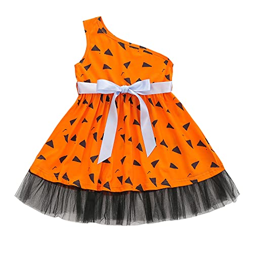 WakeUple Höhlenmen-Kostüm für Kleinkinder, Halloween-Kostüm für Babys und Mädchen (Orange, 2-3 Jahre) von WakeUple