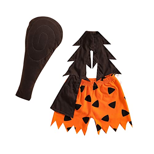 WakeUple Höhlenmen-Kostüm für Kleinkinder, Halloween-Kostüme für Babys und Mädchen (Orange, 3, 6-12 Monate) von WakeUple