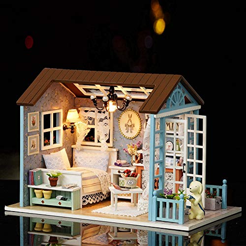 Puppenhaus zum Selbermachen, Miniatur Puppenhaus, Puppenhaus mit LED-Licht, kreative Geschenke für Freunde, Eltern, warmes Cottage von Wakects