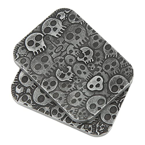 Wakects EDC Fidget Slider Toy,Portable Metall Magnetisches Poker Push Slider mit Skull Pattern für ADHS Autismus Angst Stressabbau,4,5 x 3,5 x 1 cm,Aufbewahrungstasche von Wakects