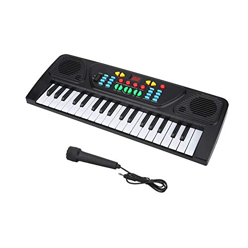 Wakects Elektronische Tastatur mit 37 Tasten, elektronisches Multifunktions-Klavierbrett mit Mikrofon, Klavier für Kinder, Klaviertastatur für Anfänger Jungen Mädchen, Schwarz von Wakects