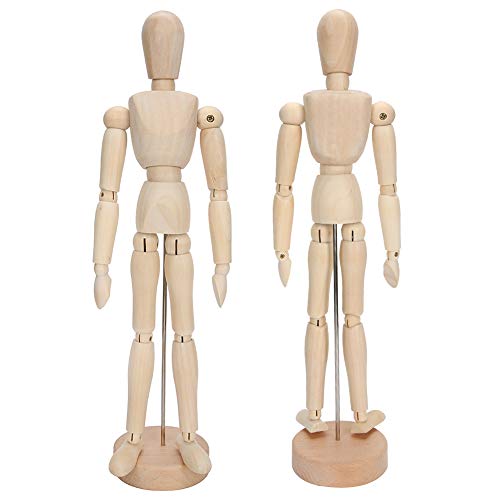 Wakects Holzmodell mit Grasbaummaterial, Menschliches Figurenmodell Art Man Spielzeug, Bewegliche Gliedmaßen Puppe für Kunstskizze und Wohnkultur von Wakects