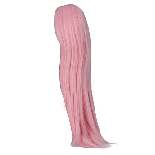 Wakects Kugelgelenkpuppenperücke, Zentrale Trennung von Simulierter Kopfhaut, Exquisites Handwerkskunst, Glänzend (Hell-Pink) von Wakects