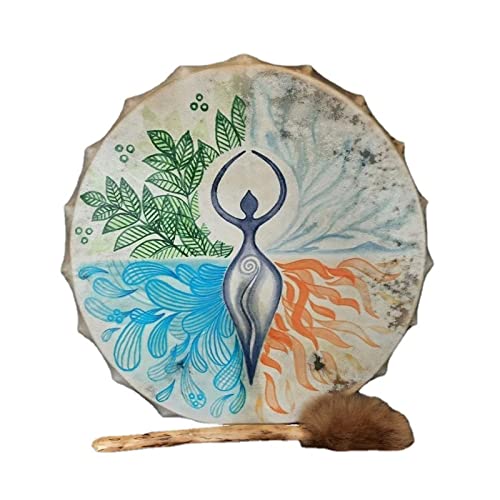Wakects Shaman Drum, Retro Tree of Life 10 Zoll Drum mit Drum Stick, Großer Klang, Akribisch Gefertigtes, Ideales Percussion -Instrument, Musik, für Spirituelle Musik, Reflexion, von Wakects