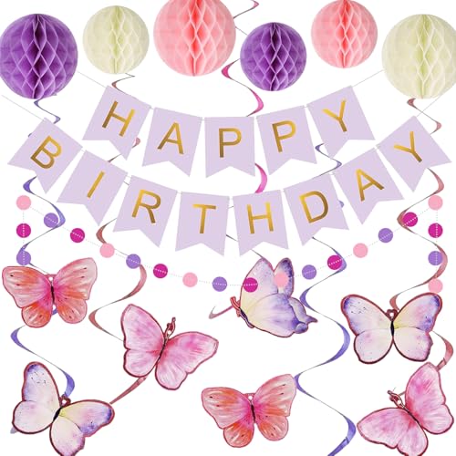 WakiHong Happy Birthday Girlande Geburtstag Party Dekoration Happy Birthday Banner mit Wabenball Schmetterlinge Hängende Wirbel Streamer für Mädchen Junge Mann Frauen Geburtstags Dekorationen WakiHong Happy Birthday Girlande Geburtstag Party Dekoration Happy Birthday Banner mit Wabenball Schmetterlinge Hängende Wirbel Streamer für Mädchen Junge Mann Frauen Geburtstags Dekorationen von WakiHong
