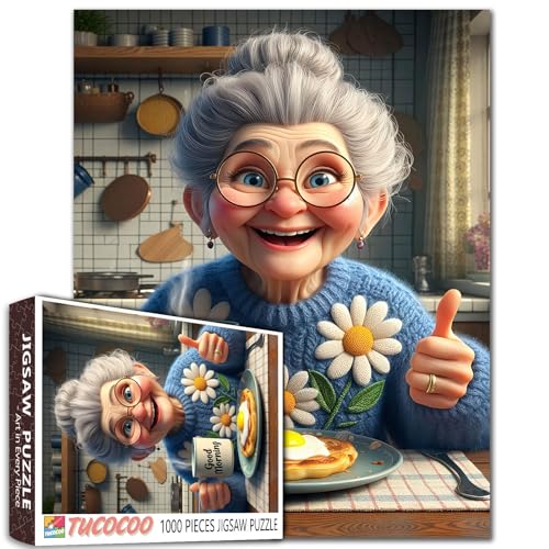 1000 Piece Jigsaw Puzzle, Charming Kitchen Scene, Animierte Charaktere Ältere Frauen DIY Puzzles für herausfordernde Familie Aktivität Spiele Ältere Dame Kunst Home Wall Decor Craft Geschenke 1000 Piece Jigsaw Puzzle, Charming Kitchen Scene, Animierte Charaktere Ältere Frauen DIY Puzzles für herausfordernde Familie Aktivität Spiele Ältere Dame Kunst Home Wall Decor Craft Geschenke von Walarky