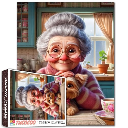 1000 Piece Jigsaw Puzzle, Cosy Kitchen Scene with Animated Characters, Family Entertainment Olderly Women DIY Puzzles for Challenging Family Activity Games Elderly Lady Art Home Wall Decor Craft Gifts 1000 Piece Jigsaw Puzzle, Cosy Kitchen Scene with Animated Characters, Family Entertainment Olderly Women DIY Puzzles for Challenging Family Activity Games Elderly Lady Art Home Wall Decor Craft Gifts von Walarky