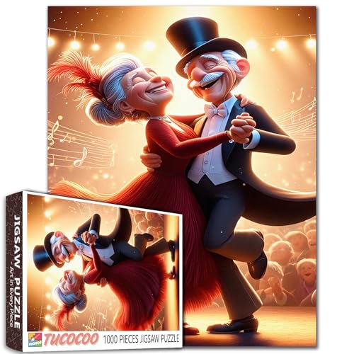1000 Pieces Dancing Couple Jigsaw Puzzle, Vintage Entertainment Theme, Warm Lighting Ältere Frauen DIY Puzzles für herausfordernde Familienaktivitätsspiele Ältere Dame Kunst Home Wall Decor Craft 1000 Pieces Dancing Couple Jigsaw Puzzle, Vintage Entertainment Theme, Warm Lighting Ältere Frauen DIY Puzzles für herausfordernde Familienaktivitätsspiele Ältere Dame Kunst Home Wall Decor Craft von Walarky