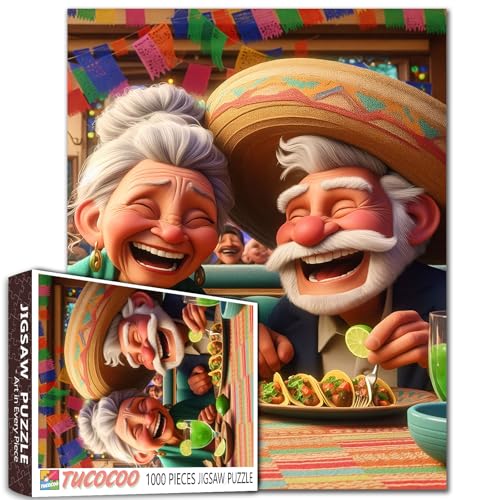 1000 Pieces Jigsaw Puzzle, Mexican Fiesta Scene with Tacos, Festliche Party Kunstwerke Ältere Frauen DIY Puzzles für herausfordernde Familienaktivitätsspiele Ältere Dame Kunst Home Wall Decor Craft 1000 Pieces Jigsaw Puzzle, Mexican Fiesta Scene with Tacos, Festliche Party Kunstwerke Ältere Frauen DIY Puzzles für herausfordernde Familienaktivitätsspiele Ältere Dame Kunst Home Wall Decor Craft von Walarky