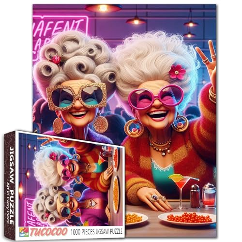 1000 Stück Jigsaw Puzzle, lebhafte Partyszene mit Neonlichtern, lustige Bunte Kunstwerke Ältere Frauen DIY Puzzles für herausfordernde Familienaktivitätsspiele Ältere Dame Kunst Home Wall Decor 1000 Stück Jigsaw Puzzle, lebhafte Partyszene mit Neonlichtern, lustige Bunte Kunstwerke Ältere Frauen DIY Puzzles für herausfordernde Familienaktivitätsspiele Ältere Dame Kunst Home Wall Decor von Walarky
