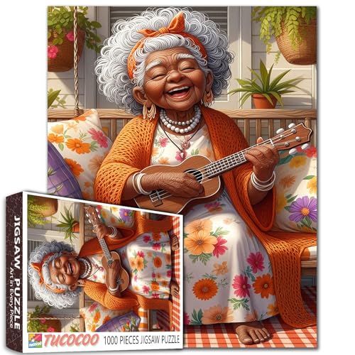 1000 Stück Jigsaw Puzzle Fröhliche Veranda Szene mit Ukulele Floral Design Erwachsene Unterhaltung Ältere Frauen DIY Puzzles für anspruchsvolle Familie Aktivität Spiele Ältere Dame Kunst Geschenke 1000 Stück Jigsaw Puzzle Fröhliche Veranda Szene mit Ukulele Floral Design Erwachsene Unterhaltung Ältere Frauen DIY Puzzles für anspruchsvolle Familie Aktivität Spiele Ältere Dame Kunst Geschenke von Walarky