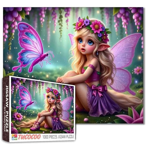 1000 Stück Schmetterling geflügelte Mädchen Jigsaw Puzzles für Erwachsene, Ästhetische skurrile Fee Fantasy Art Puzzle, herausfordernde Familie Aktivität perfekt für Spiel Nächte 1000 Stück Schmetterling geflügelte Mädchen Jigsaw Puzzles für Erwachsene, Ästhetische skurrile Fee Fantasy Art Puzzle, herausfordernde Familie Aktivität perfekt für Spiel Nächte von Walarky