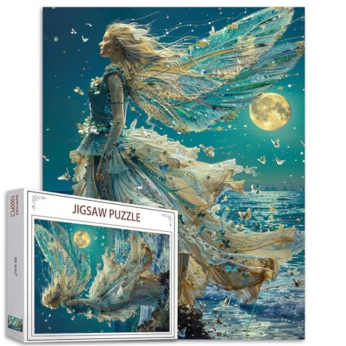 1000 Teile Puzzles für Erwachsene Meeresgöttin Malerei Jigsaw Abstrakte Fee 1000 Teile Puzzles für herausfordernde Familienaktivitätsspiel Ozean Mondlicht Kunst Wanddekoration DIY Puzzle Geschenke von Walarky