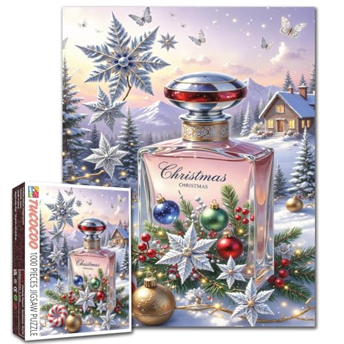1000-teiliges Puzzle für Erwachsene, Weihnachts-Parfüm mit Weihnachtsbäumen, Malpuzzle, Holzhaus-Puzzle, 50,8 x 68,9 cm, Winterlandschaft, 1000 Teile, Bastelpuzzle, Wanddekoration, Familie 1000-teiliges Puzzle für Erwachsene, Weihnachts-Parfüm mit Weihnachtsbäumen, Malpuzzle, Holzhaus-Puzzle, 50,8 x 68,9 cm, Winterlandschaft, 1000 Teile, Bastelpuzzle, Wanddekoration, Familie von Walarky