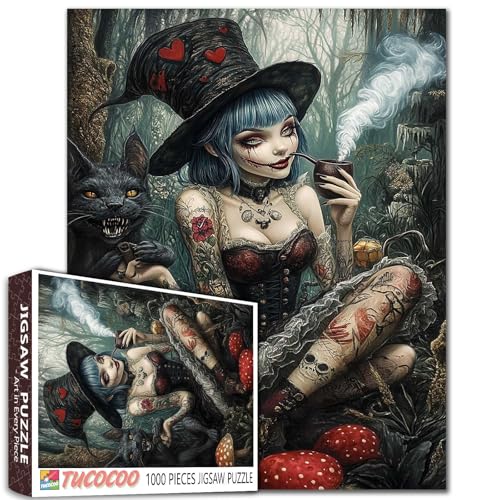Cool Tattooed Girl Puzzles für Erwachsene 1000 Pieces Gothic Fantasy Art Jigsaw Dark für herausfordernde Familienaktivität Spiel DIY Craft Home Wall Decor Handmade Gifts Cool Tattooed Girl Puzzles für Erwachsene 1000 Pieces Gothic Fantasy Art Jigsaw Dark für herausfordernde Familienaktivität Spiel DIY Craft Home Wall Decor Handmade Gifts von Walarky