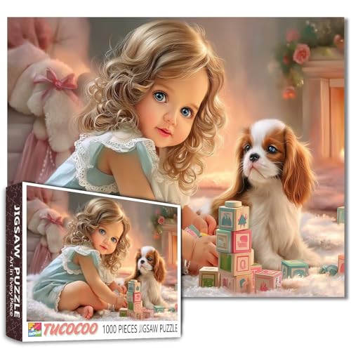 Girl Playing Blocks Jigsaw Puzzle,Cute Baby & Dog Puzzles for Adults 1000 Pieces Puzzles for Families,Educational Puzzle Gift, Perfekt für Entspannung & Familie Spiel Zeit Girl Playing Blocks Jigsaw Puzzle,Cute Baby & Dog Puzzles for Adults 1000 Pieces Puzzles for Families,Educational Puzzle Gift, Perfekt für Entspannung & Familie Spiel Zeit von Walarky
