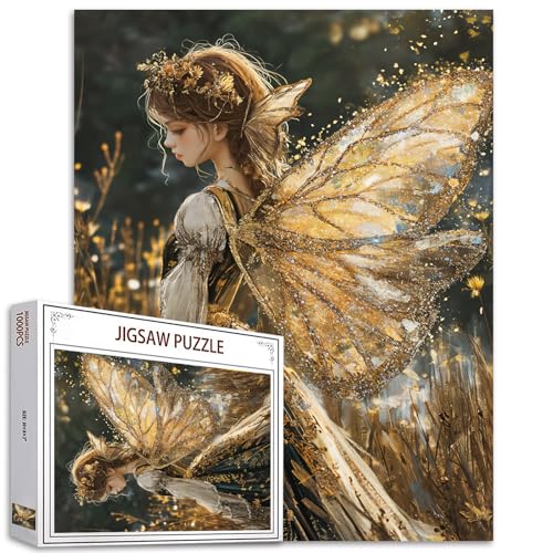 Golden Wings Girl Jigsaw Puzzle 1000 Teile für Erwachsene, Gothic Fairy Angel Kunst Puzzles für anspruchsvolle Familienaktivitätsspiele 68,6 x 50,8 cm DIY Puzzle für Heimdekoration Geschenke Golden Wings Girl Jigsaw Puzzle 1000 Teile für Erwachsene, Gothic Fairy Angel Kunst Puzzles für anspruchsvolle Familienaktivitätsspiele 68,6 x 50,8 cm DIY Puzzle für Heimdekoration Geschenke von Walarky
