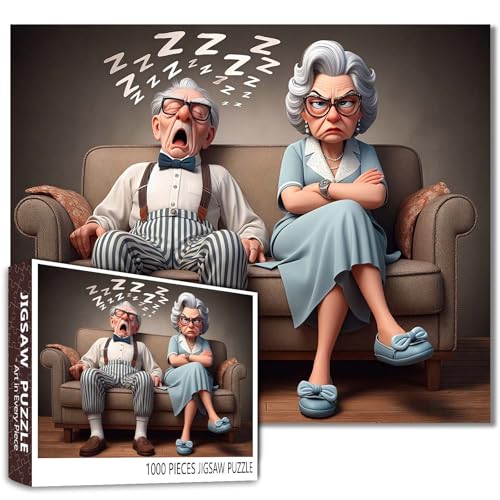 Grumpy Grandma and Snoring Grandpa Jigsaw Puzzle - 1000 Piece Funny Puzzle for Adults with Couch Scene and Urkomous Senior Moment, Fun Challenging DIY Crafts Puzzles Family Games Home Decor Gift Grumpy Grandma and Snoring Grandpa Jigsaw Puzzle - 1000 Piece Funny Puzzle for Adults with Couch Scene and Urkomous Senior Moment, Fun Challenging DIY Crafts Puzzles Family Games Home Decor Gift von Walarky