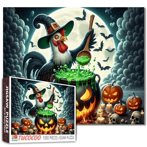 Halloween Hexe Hahn 1000 Stück Jigsaw Puzzles für Erwachsene Kessel magische Tränke für herausfordernde Familie Aktivität Spiel Kunstwerk für Home Decor einzigartige Geschenke von Walarky