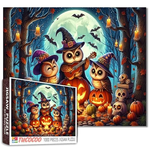 Hexeneule auf Kürbissen, Puzzle für Erwachsene, Halloween, Tier, 1000 Teile, für Familienaktivitäten, Spiele, Vollmondnacht, mit Fledermäusen, Kunst, Handwerk, Heimdekoration, Geschenk, 50,8 x 68,9 cm Hexeneule auf Kürbissen, Puzzle für Erwachsene, Halloween, Tier, 1000 Teile, für Familienaktivitäten, Spiele, Vollmondnacht, mit Fledermäusen, Kunst, Handwerk, Heimdekoration, Geschenk, 50,8 x 68,9 cm von Walarky