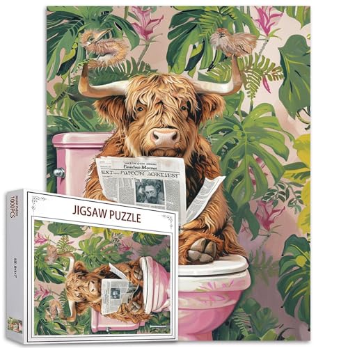 Highland Cow Puzzle 1000 Teile Puzzles für Erwachsene, rustikale Tiere, grüne Pflanze, Badezimmer, Kunstpuzzle für anspruchsvolle Familienaktivitäten, buntes DIY-Puzzle für Heimdekoration, Geschenke Highland Cow Puzzle 1000 Teile Puzzles für Erwachsene, rustikale Tiere, grüne Pflanze, Badezimmer, Kunstpuzzle für anspruchsvolle Familienaktivitäten, buntes DIY-Puzzle für Heimdekoration, Geschenke von Walarky